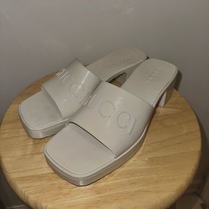 Gucci Rubber Slide Heeled Sandal